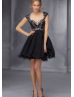 Tulle Beaded Straps Key Hole Back Knee Length Prom Dress 